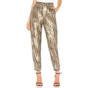 Tularosa Cara Sequin Jogger Pants Womens Small Gold Party Glam Sparkle